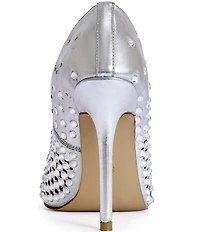 Azalea Wang Naos Metallic Rhinestone Cut Out Dress Pumps