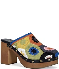 Azalea Wang Naoto Floral Crochet Studded Platform Clogs