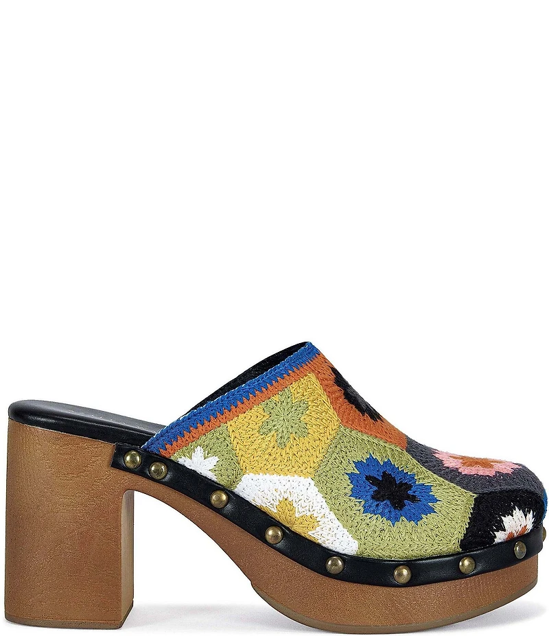 Azalea Wang Naoto Floral Crochet Studded Platform Clogs