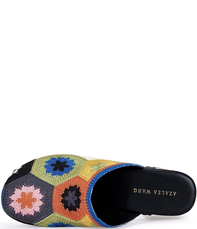 Azalea Wang Naoto Floral Crochet Studded Platform Clogs