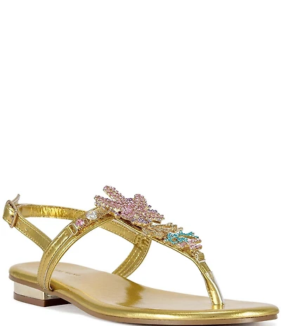 Azalea Wang Nautia Metallic Jeweled Thong Sandals