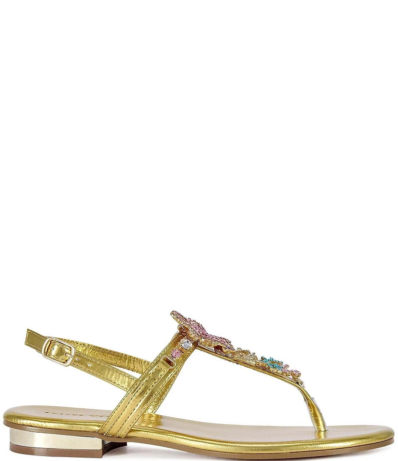 Azalea Wang Nautia Metallic Jeweled Thong Sandals