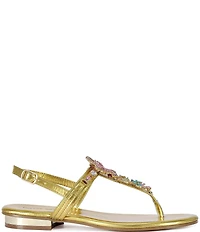 Azalea Wang Nautia Metallic Jeweled Thong Sandals