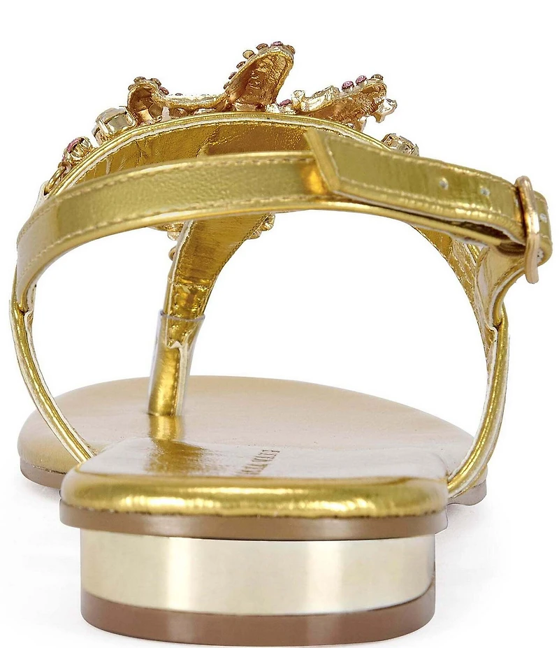 Azalea Wang Nautia Metallic Jeweled Thong Sandals