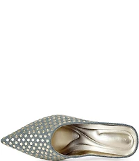 Azalea Wang Neiza Denim Studded Pointed Toe Wedge Mules