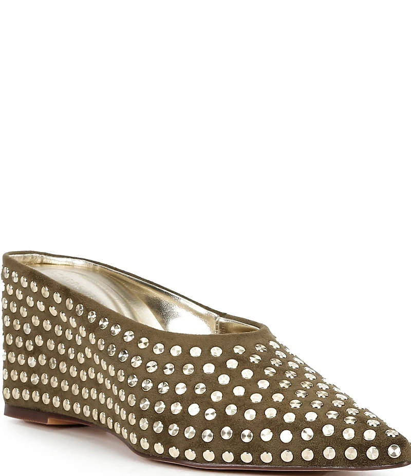 Azalea Wang Neiza Studded Pointed Toe Wedge Mules