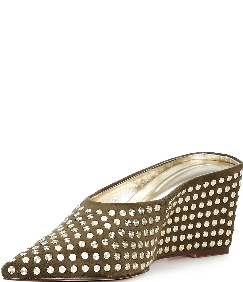 Azalea Wang Neiza Studded Pointed Toe Wedge Mules