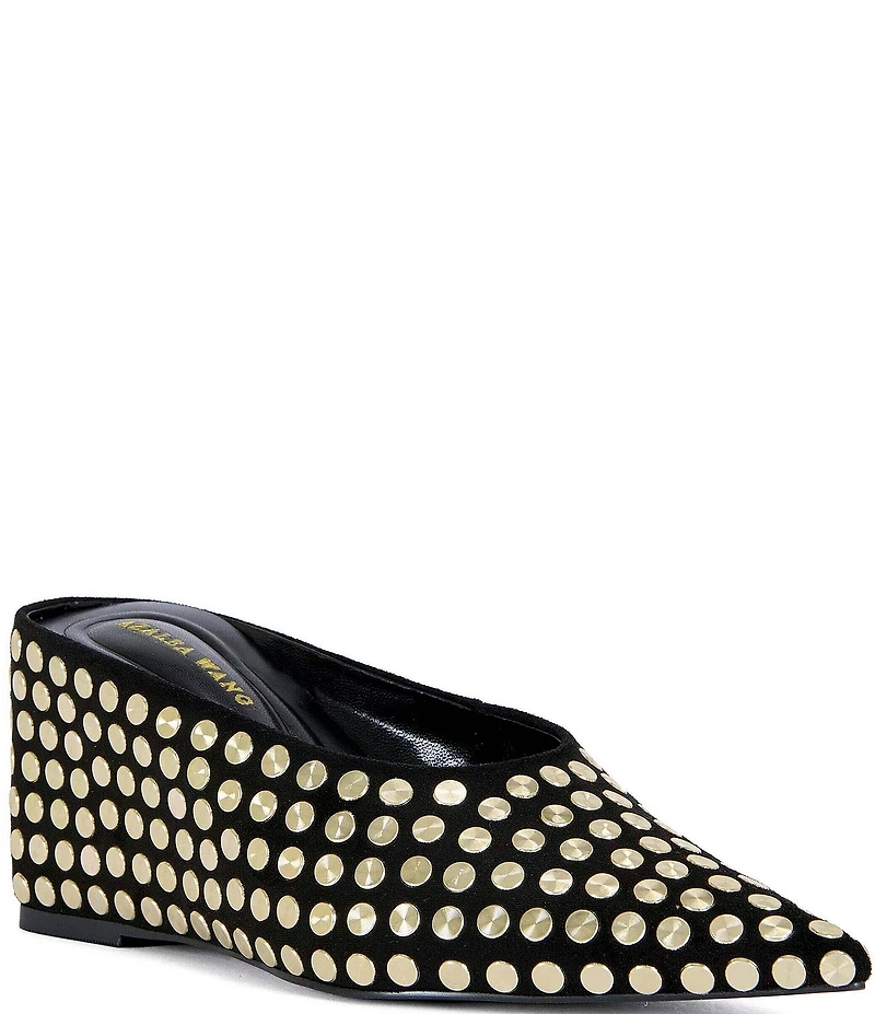 Azalea Wang Neiza Studded Pointed Toe Wedge Mules
