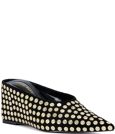 Azalea Wang Neiza Studded Pointed Toe Wedge Mules