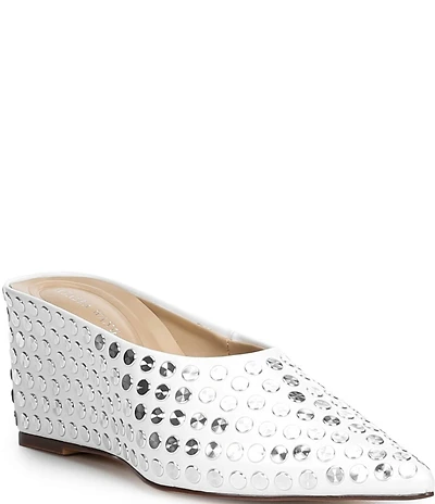 Azalea Wang Neiza Studded Pointed Toe Wedge Mules