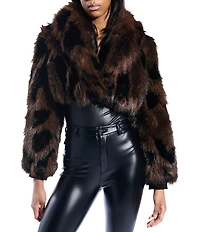 Azalea Wang Nightlife Faux Fur Oversize Shawl Collar Ultra Cropped Bolero Jacket