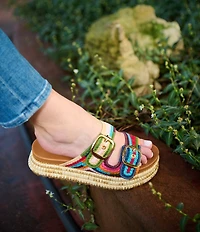 Azalea Wang Nikkei Woven Espadrille Platform Slide Sandals