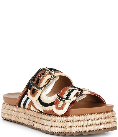 Azalea Wang Nikkei Woven Espadrille Platform Slide Sandals