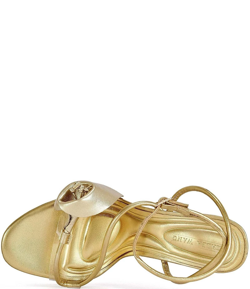 Azalea Wang Nilo Metallic Calla Lily Ankle Wrap Dress Sandals