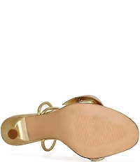 Azalea Wang Nilo Metallic Calla Lily Ankle Wrap Dress Sandals