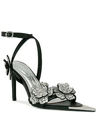 Azalea Wang Njema Rhinestone Floral Ornament Dress Sandals
