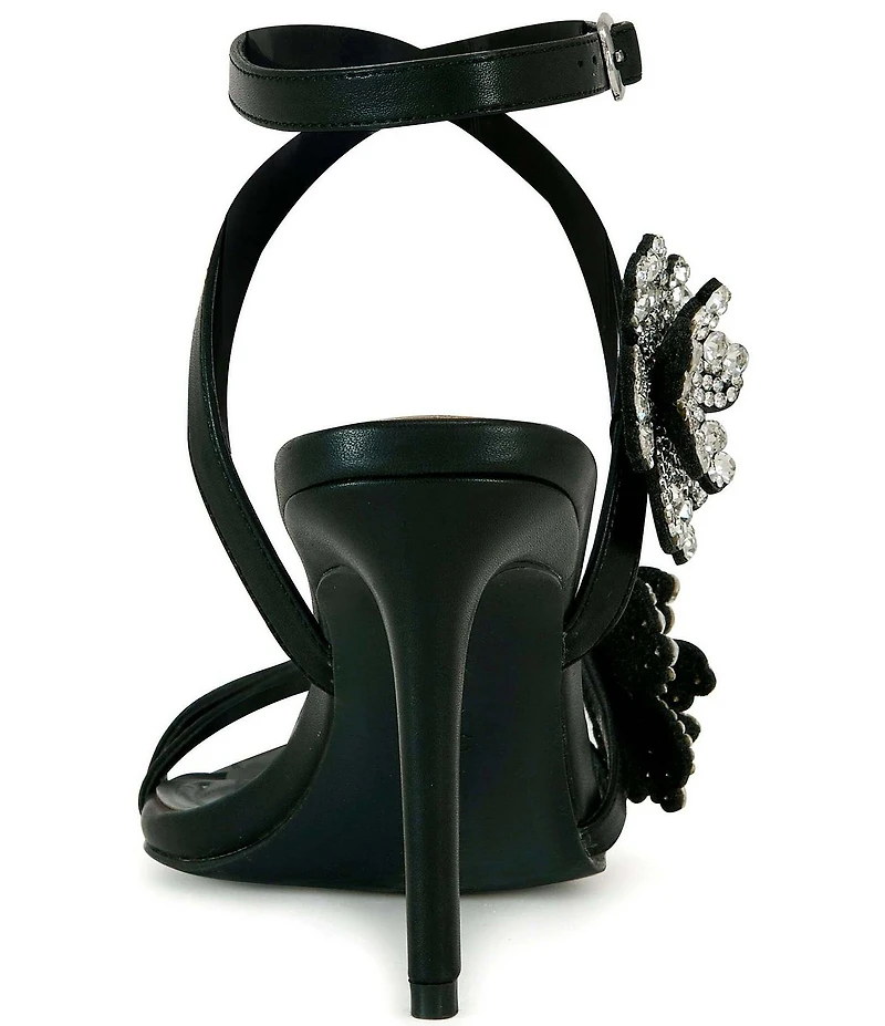 Azalea Wang Njema Rhinestone Floral Ornament Dress Sandals