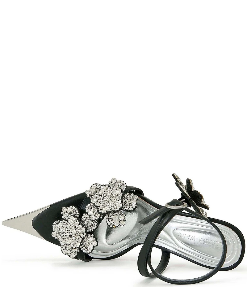 Azalea Wang Njema Rhinestone Floral Ornament Dress Sandals
