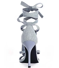 Azalea Wang Normajean Denim Ankle Wrap Stiletto Sandals