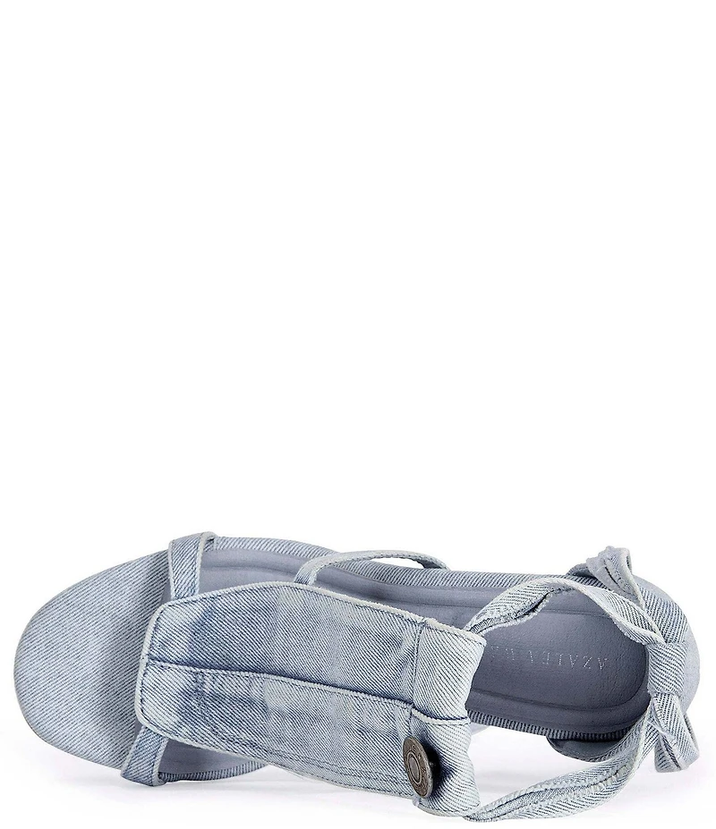 Azalea Wang Normajean Denim Ankle Wrap Stiletto Sandals