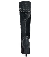 Azalea Wang Novak Suede Laced Pointed Toe Tall Boots