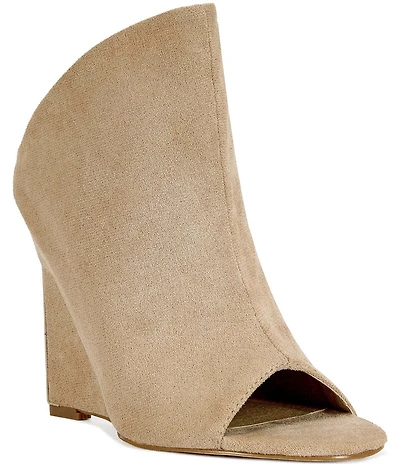 Azalea Wang Novis Faux Suede Peep Toe Slingback Wedge Shooties