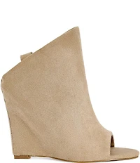 Azalea Wang Novis Faux Suede Peep Toe Slingback Wedge Shooties