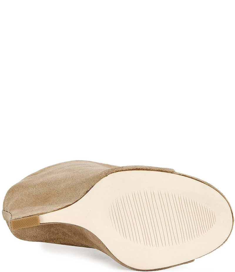 Azalea Wang Novis Faux Suede Peep Toe Slingback Wedge Shooties