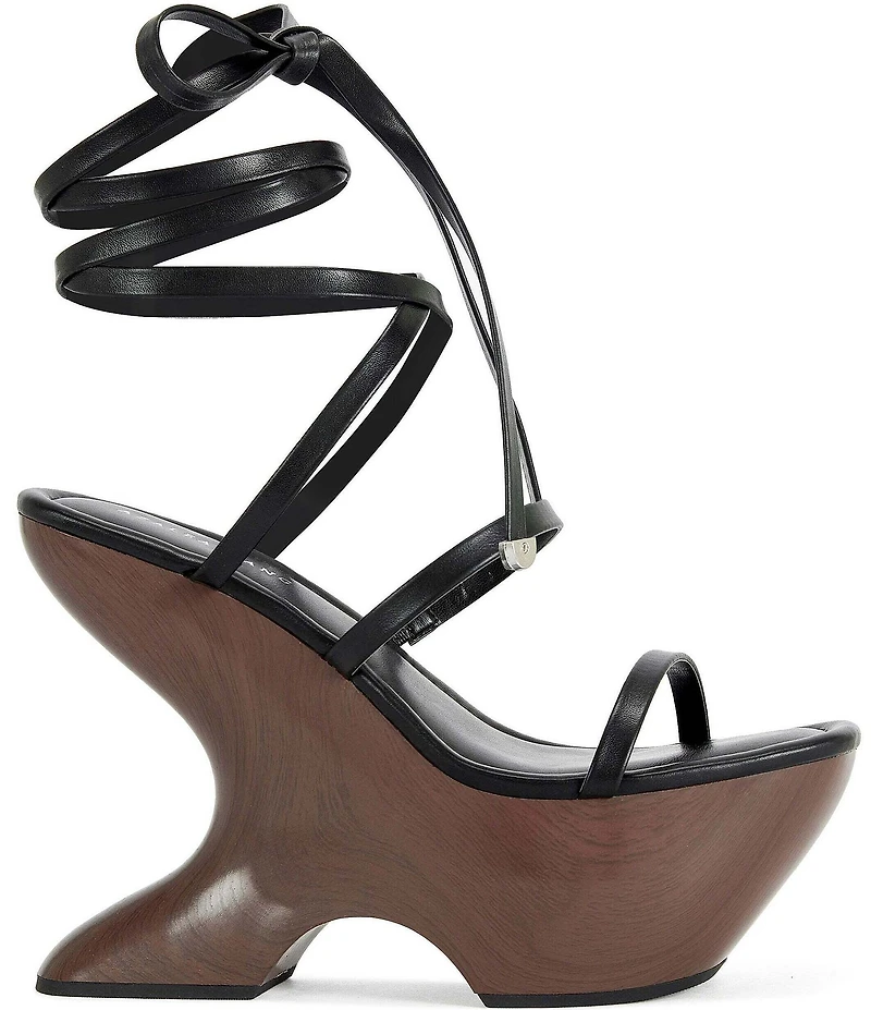 Azalea Wang Onni Ankle Tie Sculpted High Platform Wedge Sandals