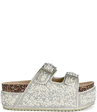Azalea Wang Opaline Pearl and Rhinestone Platform Slide Sandals