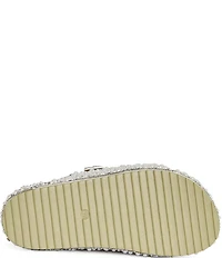 Azalea Wang Opaline Pearl and Rhinestone Platform Slide Sandals