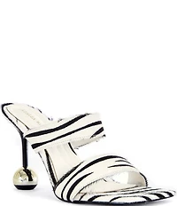 Azalea Wang Ophiel Zebra Print Calf Hair Ball Heel Slide Sandals