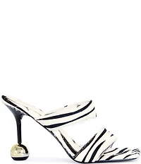 Azalea Wang Ophiel Zebra Print Calf Hair Ball Heel Slide Sandals