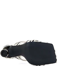 Azalea Wang Ophiel Zebra Print Calf Hair Ball Heel Slide Sandals