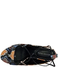 Azalea Wang Orena Snake Print Wraparound Ankle Tie Sculpted Wedge Sandals
