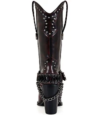 Azalea Wang Osborn Studded Buckle Harness Cap Toe Western Boots