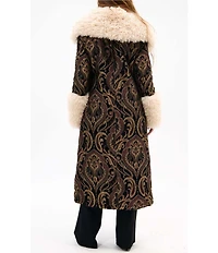 Azalea Wang Otelia Brocade Faux Sherpa Belted Trench Coat