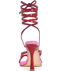 Azalea Wang Otrisse Snake Print Ankle Wrap Thong Dress Sandals