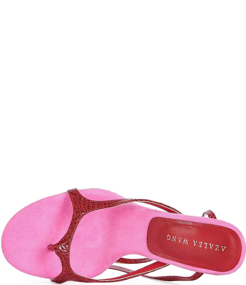 Azalea Wang Otrisse Snake Print Ankle Wrap Thong Dress Sandals