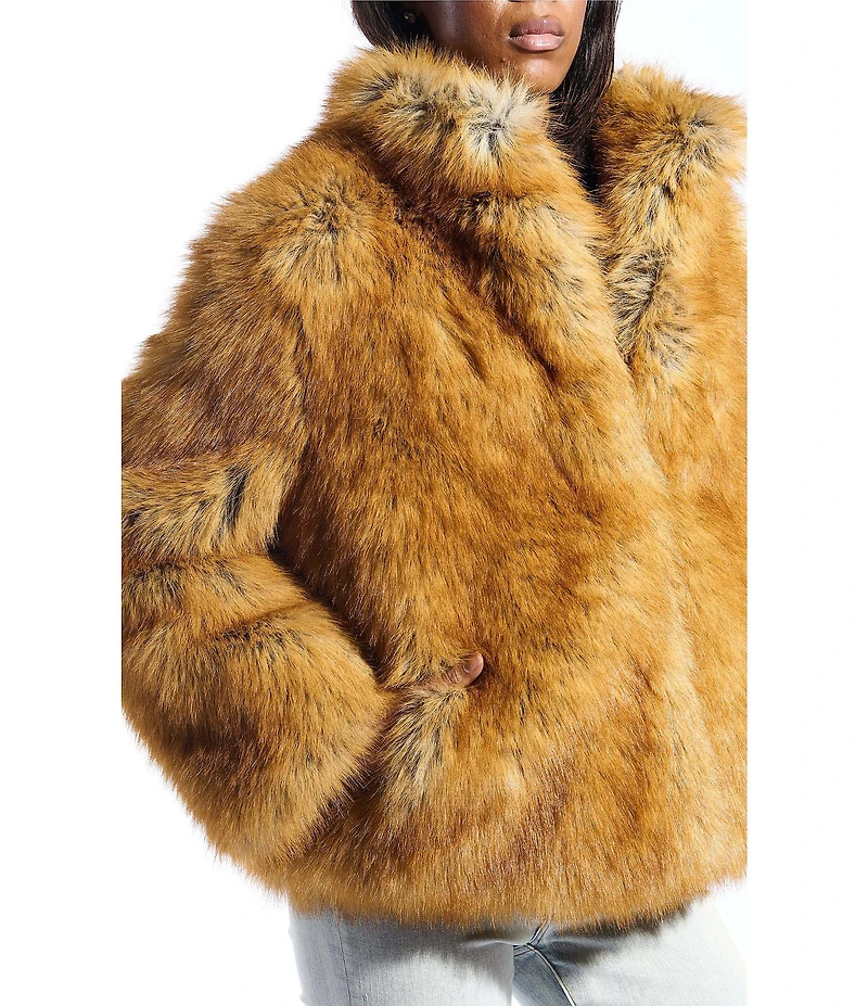 Azalea Wang Pandifox High Funnel Neck Faux Fur Zip Front Jacket