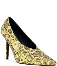 Azalea Wang Patricc Snake Print Pointed Toe Pumps
