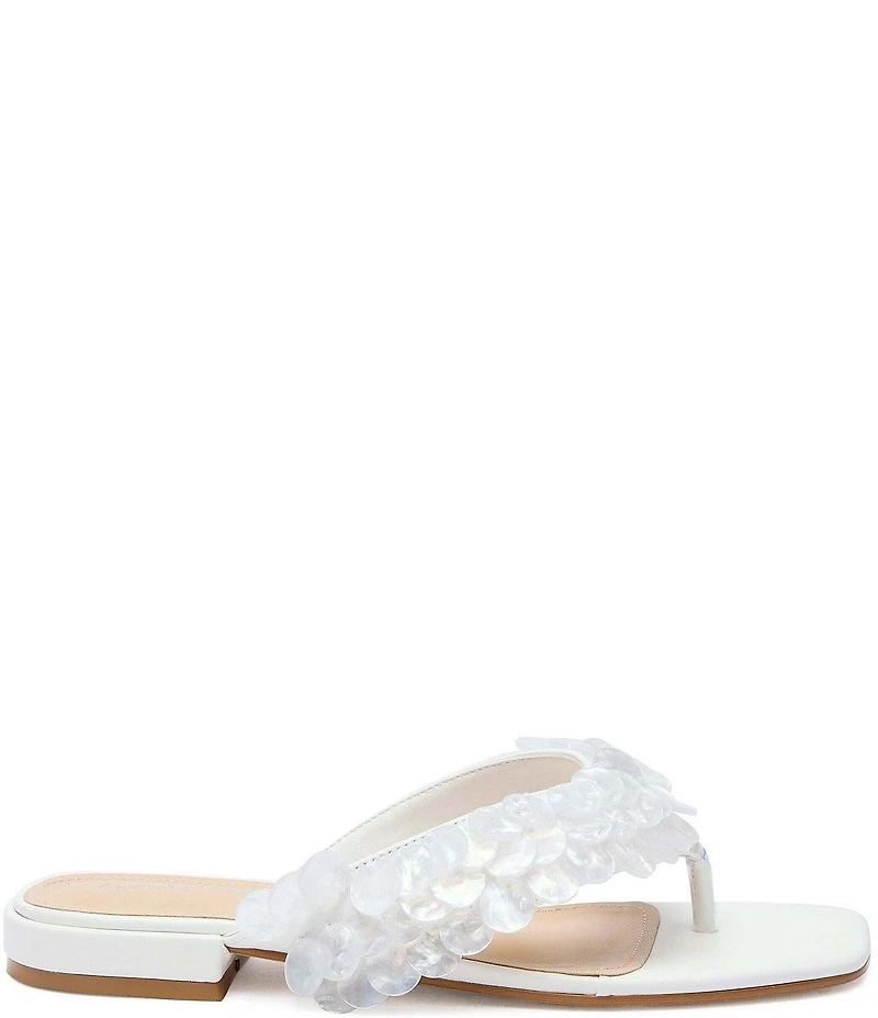 Azalea Wang Pearlia Paillette Thong Flat Sandals