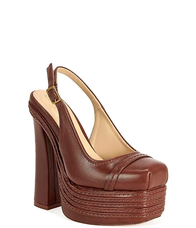 Azalea Wang Peggy Slingback Block Heel Platform Pumps
