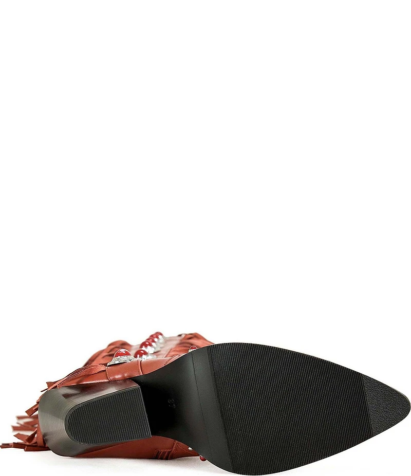 Azalea Wang Pelagius Studded Fringe Western Boots