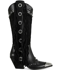 Azalea Wang Pelagius Studded Mixed Fringe Western Boots