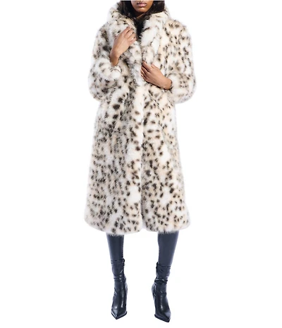 Azalea Wang Pepper Snow Leopard Faux Fur Oversize Maxi Coat