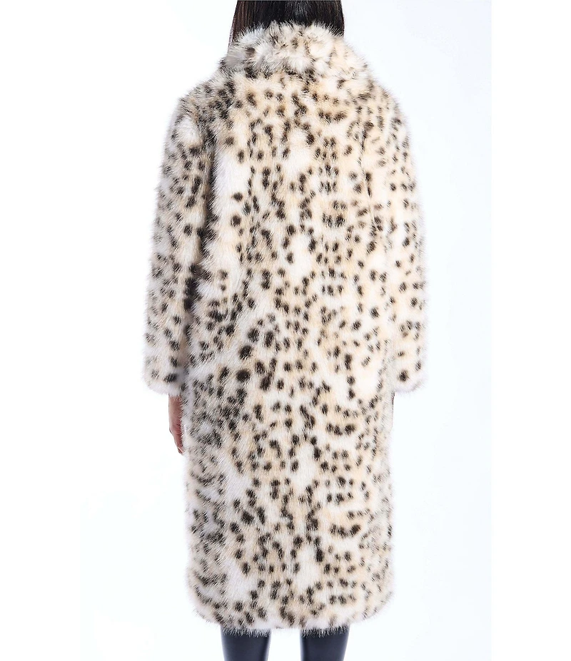 Azalea Wang Pepper Snow Leopard Faux Fur Oversize Maxi Coat