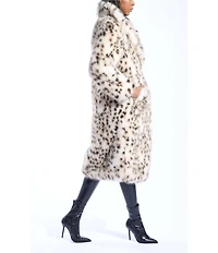 Azalea Wang Pepper Snow Leopard Faux Fur Oversize Maxi Coat