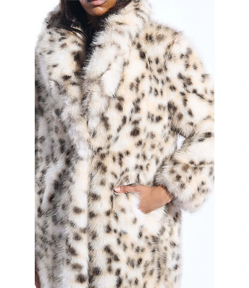 Azalea Wang Pepper Snow Leopard Faux Fur Oversize Maxi Coat