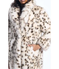 Azalea Wang Pepper Snow Leopard Faux Fur Oversize Maxi Coat